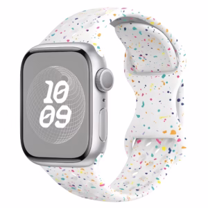 Bracelet Apple Watch Silicone Perforé à Éclats Multicolores - EzStrap - Bleu