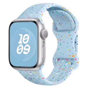 Bracelet Apple Watch Silicone Perforé à Éclats Multicolores - EzStrap - Bleu