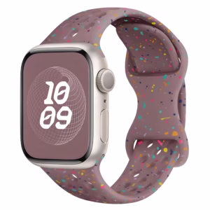 Bracelet Apple Watch Silicone Perforé à Éclats Multicolores - EzStrap - Bleu