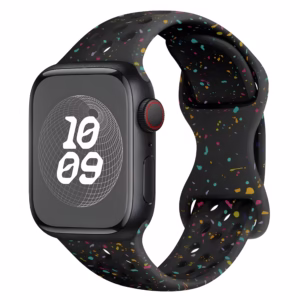 Bracelet Apple Watch Silicone Perforé à Éclats Multicolores - EzStrap - Bleu