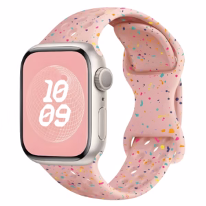Bracelet Apple Watch Silicone Perforé à Éclats Multicolores - EzStrap - Bleu