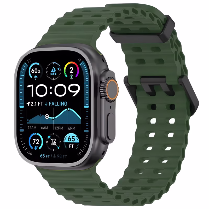 Bracelet Apple Watch Silicone Perforé Style Ocean - EzStrap - Kaki