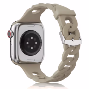 Bracelet Apple Watch Silicone Souple à Maillons Entrelacés - EzStrap - Marron Clair