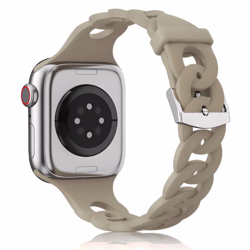 Bracelet Apple Watch Silicone Souple à Maillons Entrelacés - EzStrap - Marron Clair