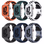 Bracelet Apple Watch EzStrap en silicone perforé de style sport, décliné en plusieurs coloris, présenté en vue de face sur fond blanc.