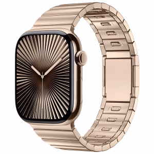 Bracelet Apple Watch Acier Inoxydable Aimanté à Dégagement Rapide - EzStrap - Titane/Orange