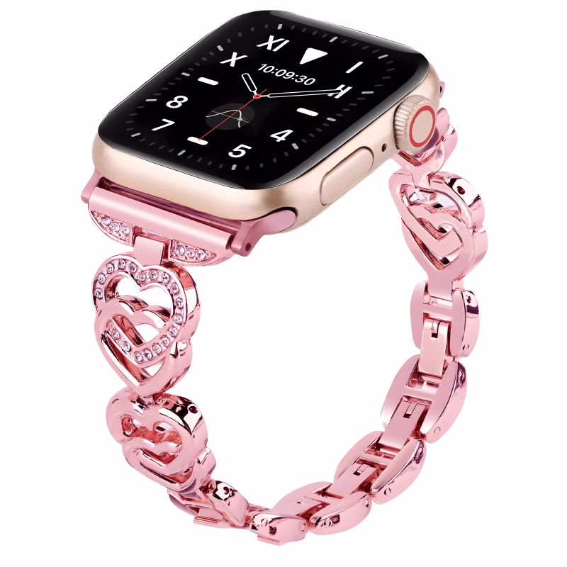 Bracelet Apple Watch Acier Inoxydable Design Cœurs Entrelacés - EzStrap - Rose