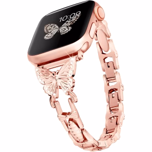 Bracelet Apple Watch Acier Inoxydable Design Papillon à Maillons Ornementés - EzStrap - Or