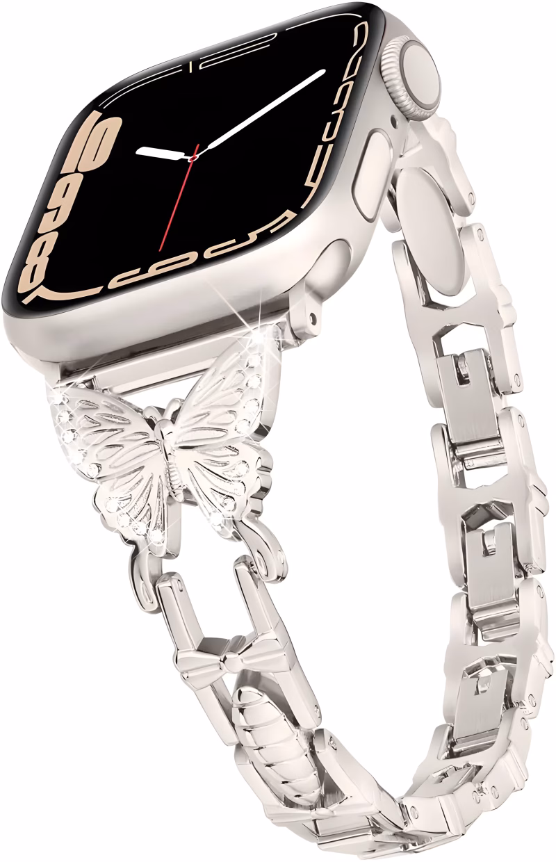 Bracelet Apple Watch Acier Inoxydable Design Papillon Ornemental - EzStrap - Argent