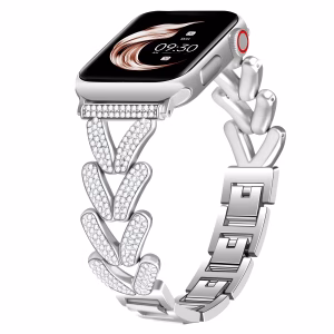 Bracelet Apple Watch Acier Inoxydable Maillons ornés de Cristaux - EzStrap - Titane