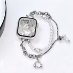 Bracelet Apple Watch Acier Inoxydable Orné de Perles Brillantes - EzStrap - Argent