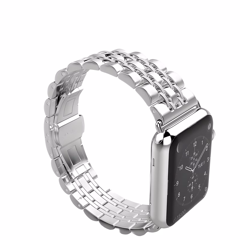 Bracelet Apple Watch Acier Inoxydable Style Jubilee Brossé et Poli - EzStrap - Argent
