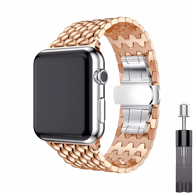 Bracelet Apple Watch Alliage de Zinc Design Grain de Riz - EzStrap - Or Rose