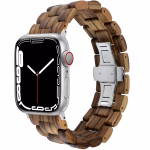 Bracelet Apple Watch Bois Naturel à Maillons Articulés - EzStrap - Marron/Veinage Apparent