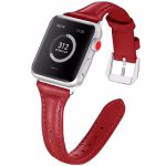 Bracelet Apple Watch Cuir Lisse à Motif Floral Imprimé - EzStrap - Rouge