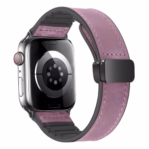 Bracelet Apple Watch Cuir Véritable Fusionné avec Intérieur Silicone - EzStrap - Noir