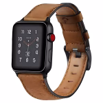 Bracelet Apple Watch en Cuir Patiné Design Traditionnel - EzStrap - Marron Clair