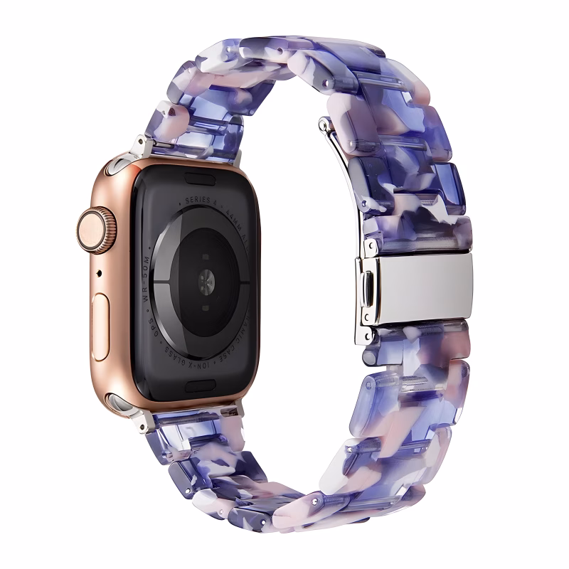 Bracelet Apple Watch en Résine Transparente Structure Maillons - EzStrap - Violet/Rose