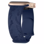 Bracelet Apple Watch en Silicone à Décor Floral Texturé - EzStrap - Bleu Foncé