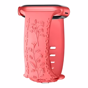 Bracelet Apple Watch en Silicone à Motif Floral en Relief 3D - EzStrap - Jaune