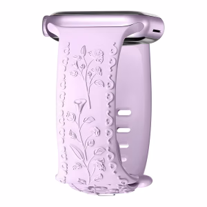 Bracelet Apple Watch en Silicone à Motif Floral en Relief 3D - EzStrap - Jaune