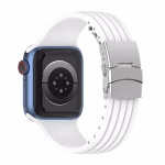 Bracelet Apple Watch en Silicone Rainuré à Boucle Déployante - EzStrap - Blanc