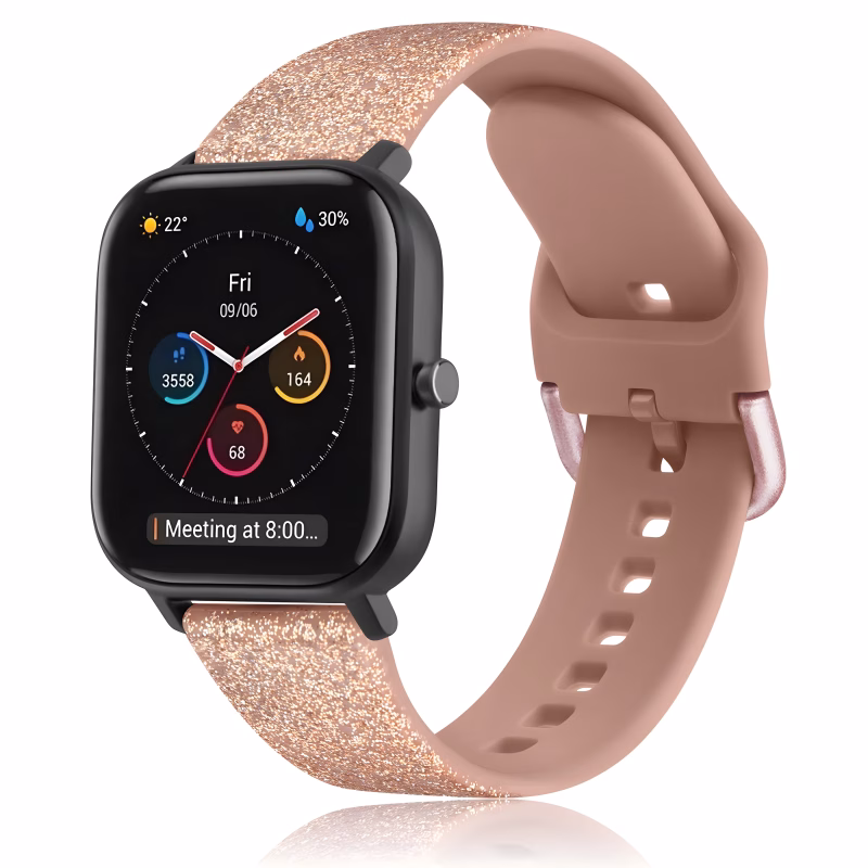 Bracelet Apple Watch en Silicone Rigide à Finition Pailletée - EzStrap - Rose/Paillettes