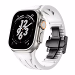 Bracelet Apple Watch en Silicone Sport à Fentes Dynamisées - EzStrap - Blanc/Boucle Noire