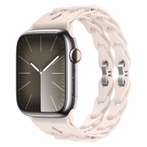Bracelet Apple Watch en Silicone à Structure Chaînée Flexible Double - EzStrap - Kaki