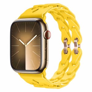 Bracelet Apple Watch en Silicone à Structure Chaînée Flexible Double - EzStrap - Kaki