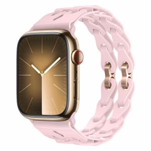 Bracelet Apple Watch en Silicone à Structure Chaînée Flexible Double - EzStrap - Kaki