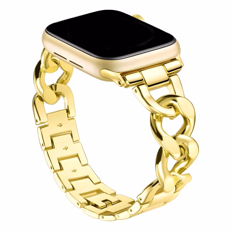 Bracelet Apple Watch Métallique Design Maillons Géométriques et Ovales - EzStrap - Or