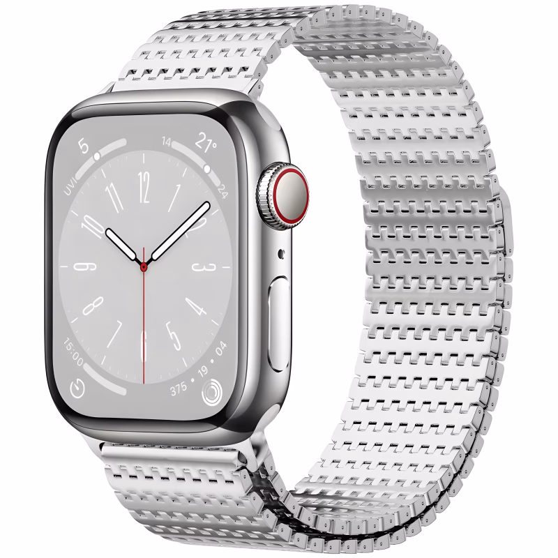 Bracelet Apple Watch Métallique Tressé à Boucle Aimantée - EzStrap - Argent