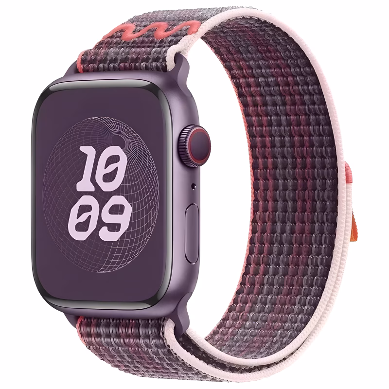 Bracelet Apple Watch Nylon Boucle Ajustable Type Trail Loop - EzStrap - Bordeaux/Rose