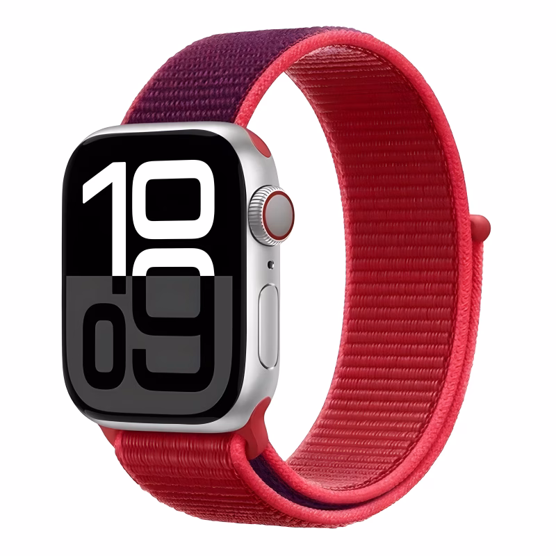 Bracelet Apple Watch Nylon Respirant Boucle Scratch Réglable - EzStrap - Rouge/Violet