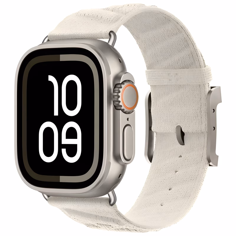 Bracelet Apple Watch Nylon Tissé à Boucle Métallique - EzStrap - Ivoire