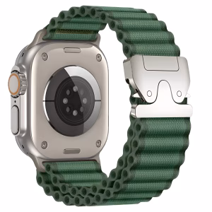 Bracelet Apple Watch Nylon Tressé Design Renforcé à Boucle Parachute - EzStrap - Vert/Graphite