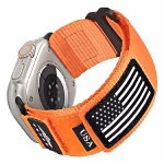 Bracelet Apple Watch Nylon Tressé Style Boucle de Montagne - EzStrap - Orange/Blanc