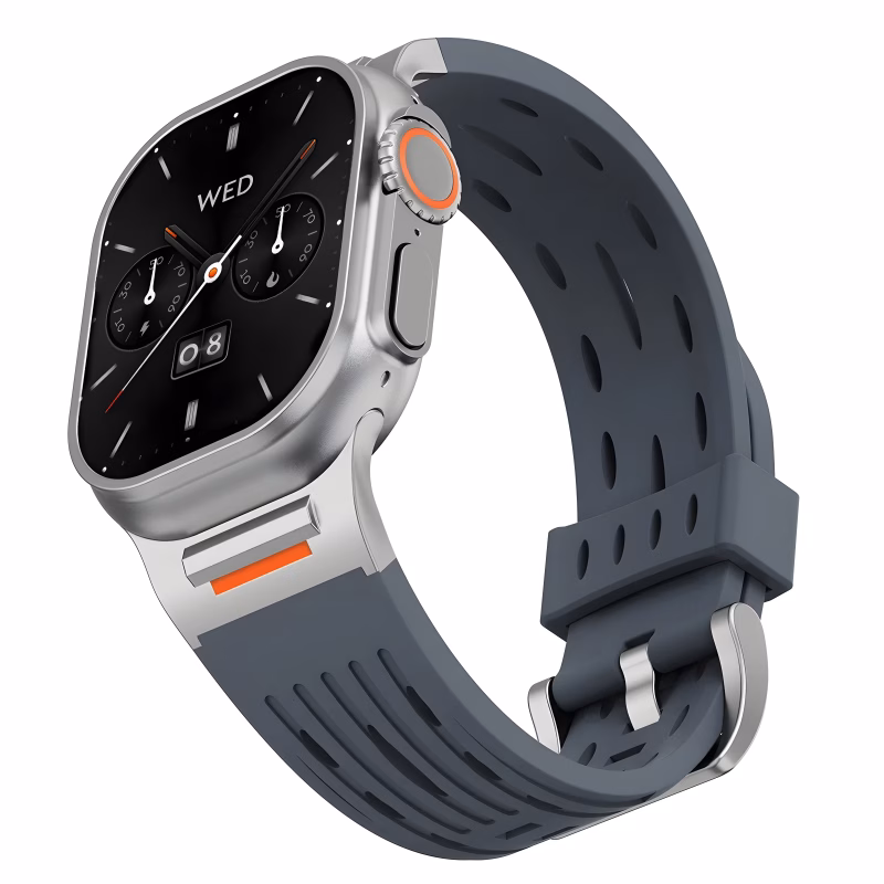 Bracelet Apple Watch Silicone à Design Sport Aéré - EzStrap - Gris