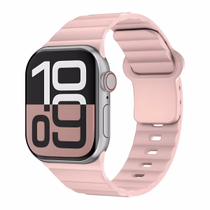 Bracelet Apple Watch Silicone à Design Sport Ondulé Respirant - EzStrap - Noir
