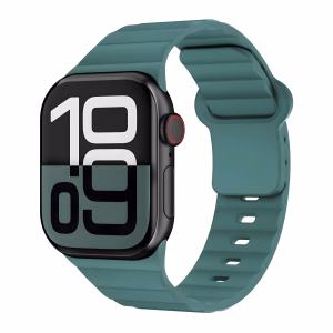 Bracelet Apple Watch Silicone à Design Sport Ondulé Respirant - EzStrap - Noir