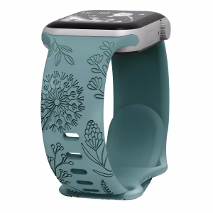 Bracelet Apple Watch Silicone à Motif Floral Gravé - EzStrap - Blanc