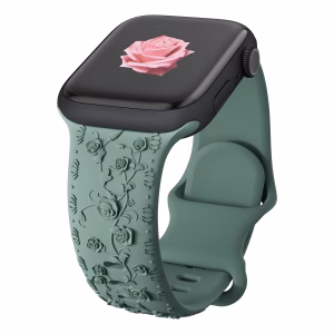 Bracelet Apple Watch Silicone Relief Floral en 3D - EzStrap - Bleu