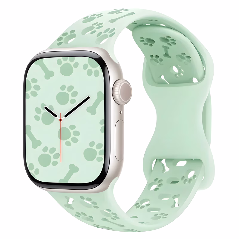 Bracelet Apple Watch Silicone Souple à Découpes de Pattes d’Animaux - EzStrap - Vert