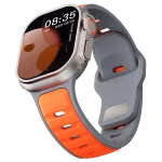 Bracelet Apple Watch Silicone Souple à Design Bicolore Perforé - EzStrap - Gris/Orange