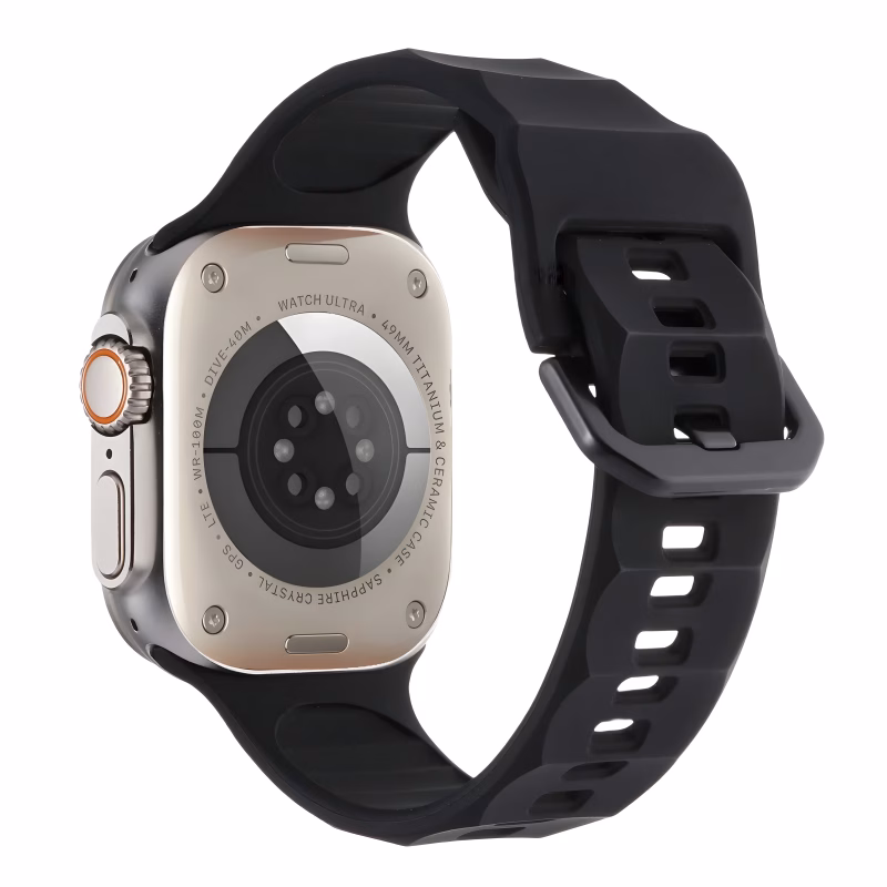 Bracelet Apple Watch Silicone à Structure Respirante à Découpes - EzStrap - Noir