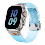Bracelet Apple Watch Silicone à Surface Rainurée - EzStrap - Bleu Clair Transparent