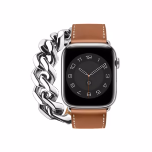 Bracelet Apple Watch Cuir et Métal à Maillons Chaîne - EzStrap - Noir