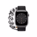 Bracelet Apple Watch Cuir et Métal à Maillons Chaîne - EzStrap - Noir