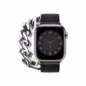Bracelet Apple Watch Cuir et Métal à Maillons Chaîne - EzStrap - Noir